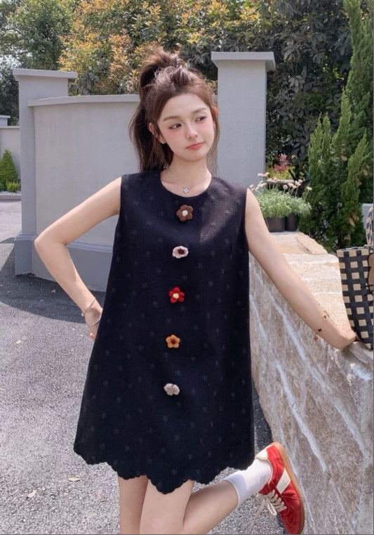 彩色花背心裙