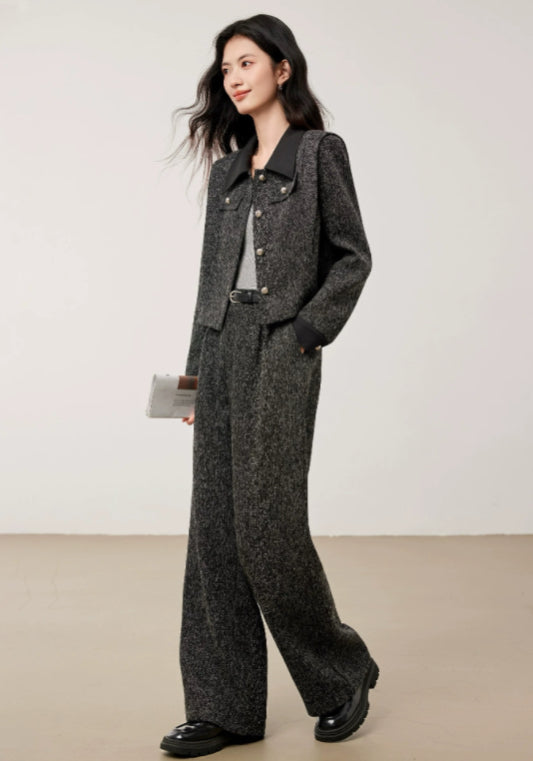 High-end gray Chanel-style suit