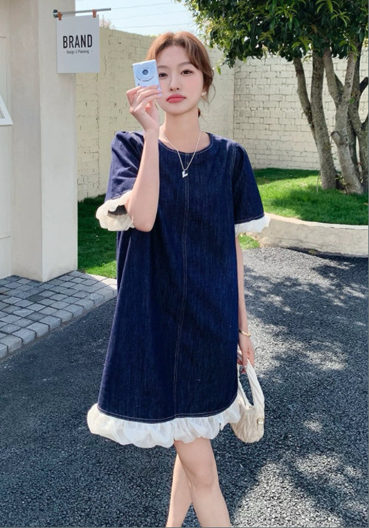 牛仔花邊裙