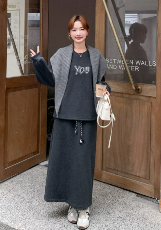Grey sweatshirt dress set