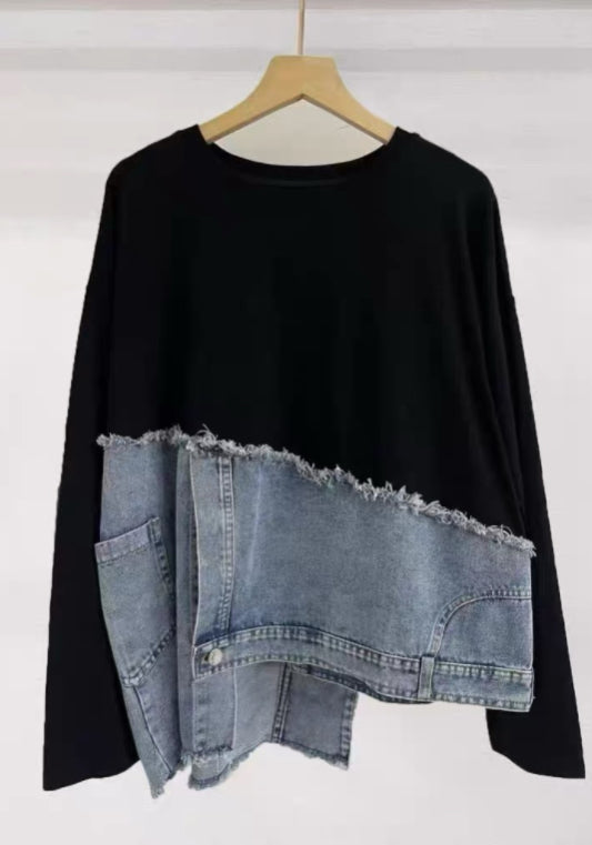 denim patchwork shirt