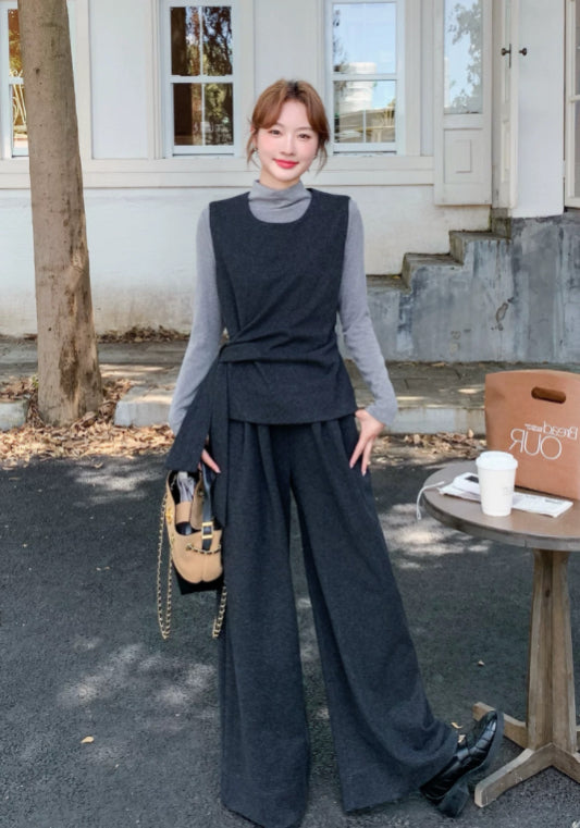 Three-piece waist-cinching vest set