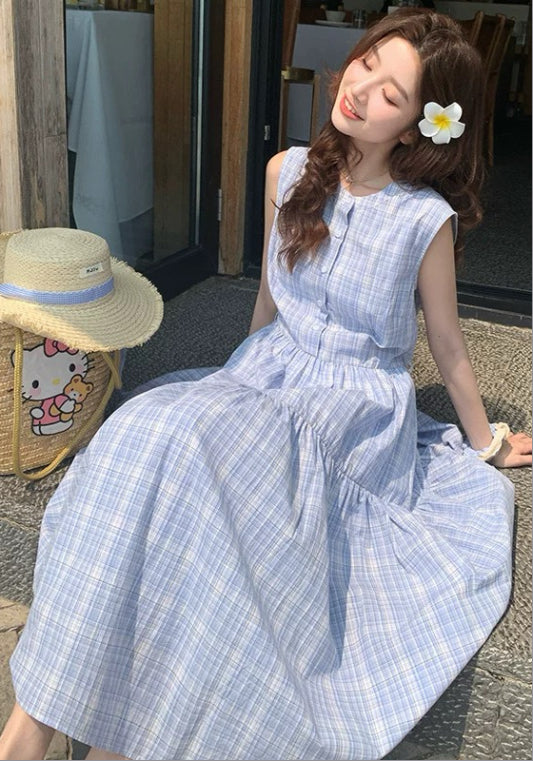 藍色格子裙