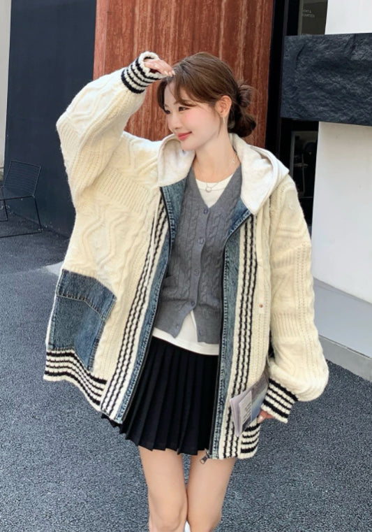 連帽牛仔針織開衫