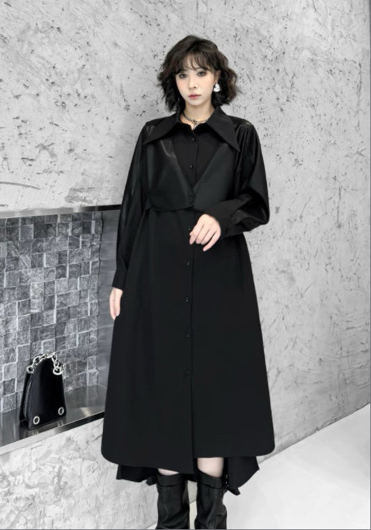 PU leather patchwork skirt