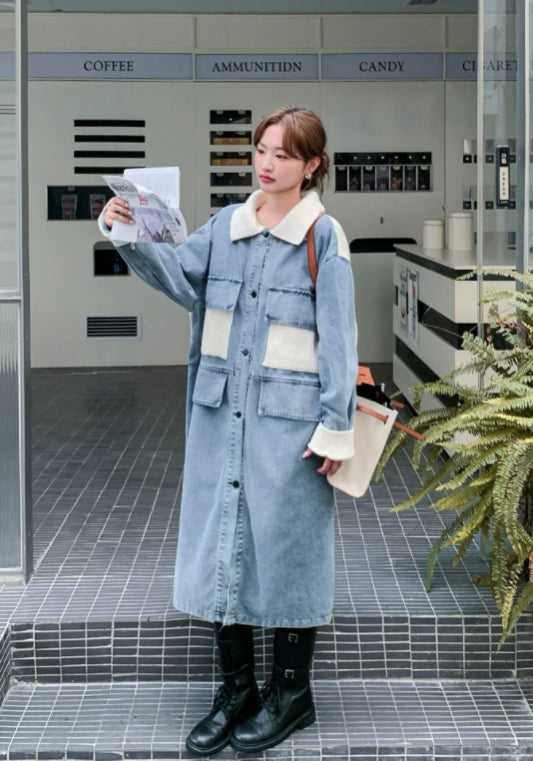 牛仔針織長開衫