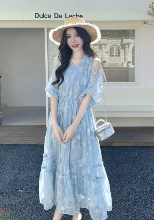 藍色碎花裙