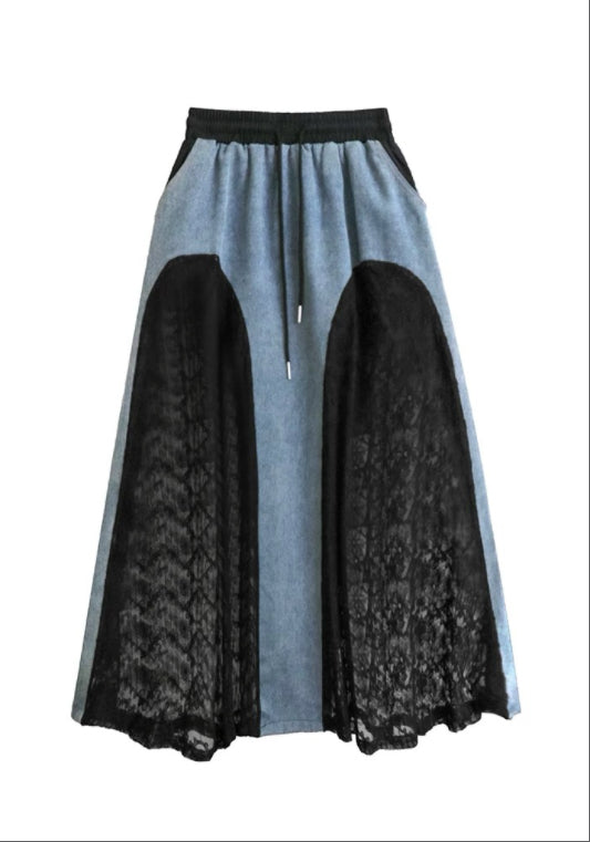 Denim lace skirt
