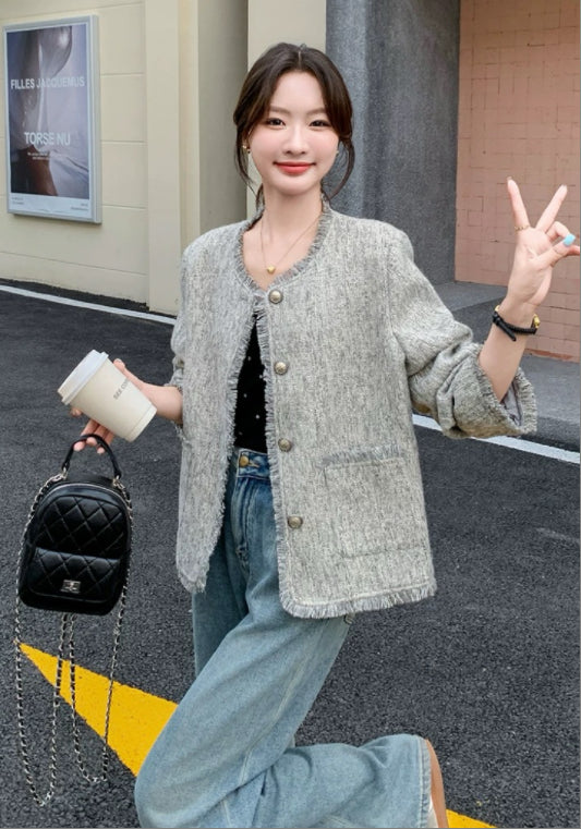 高級灰流術小香風外套