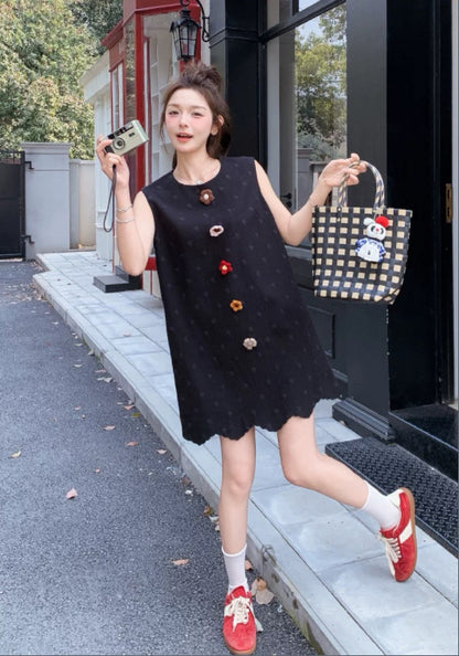 彩色花背心裙