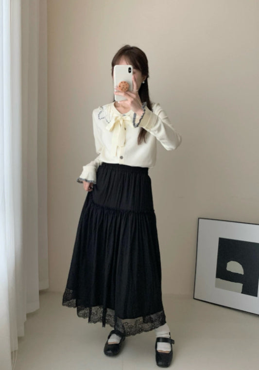 黑色蕾絲拼接裙