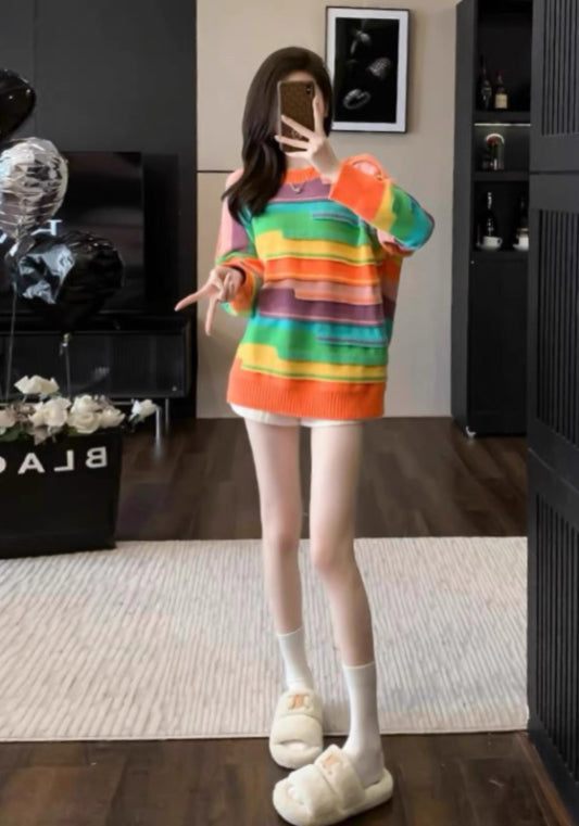 彩色條紋毛衣