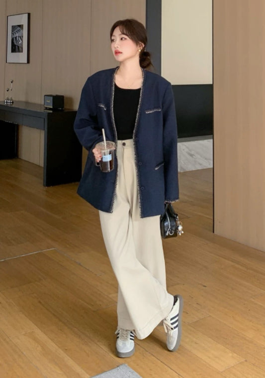 深藍小香風外套