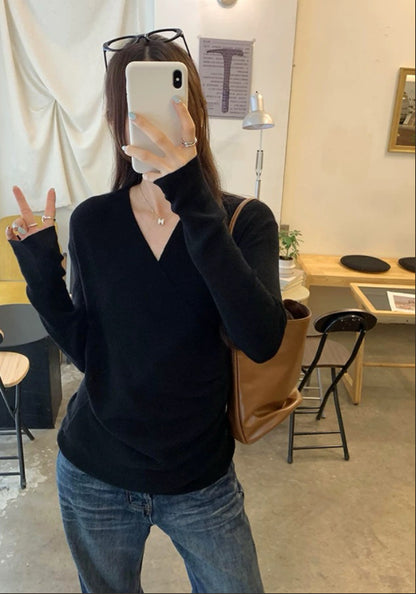 交叉V領長袖