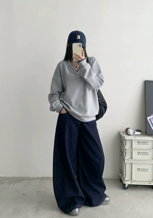 V領撞邊慵懶衛衣