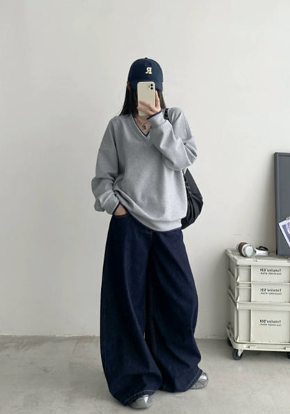 V領撞邊慵懶衛衣