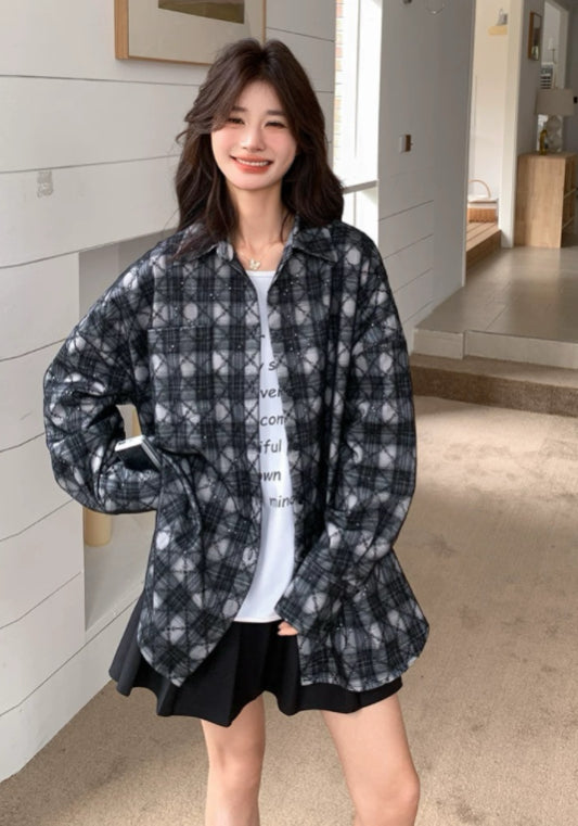 黑色格仔襯衫