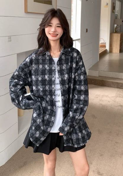 黑色格仔襯衫