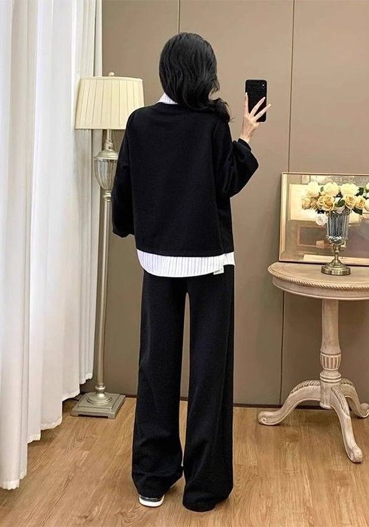 黑色假兩件套裝