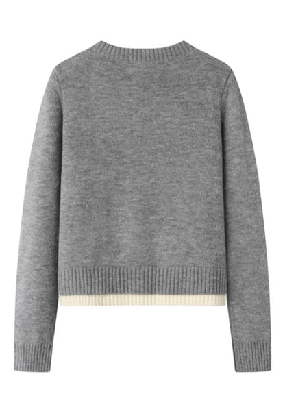 灰色立體花針織衫