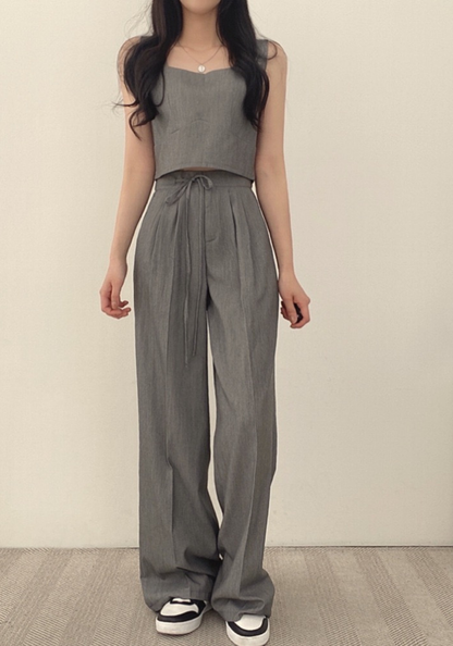[Korean style square collar short vest suit]
