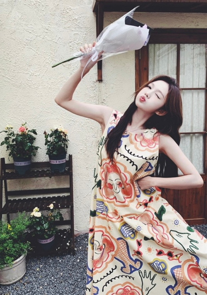 Colorful graffiti sleeveless sundress