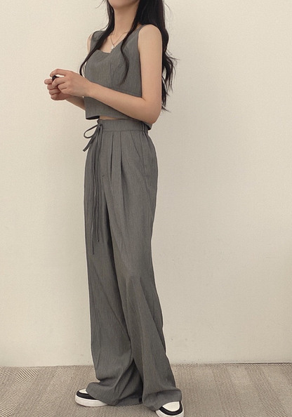 [Korean style square collar short vest suit]