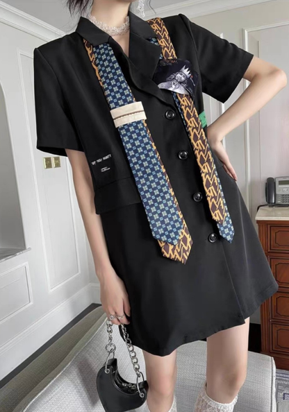 [Luxury short-sleeved suit skirt]