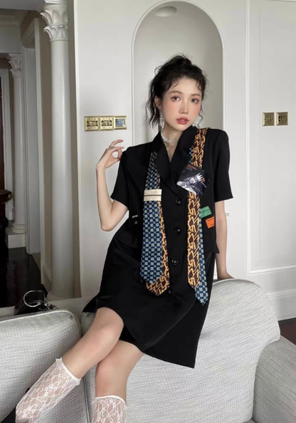 [Luxury short-sleeved suit skirt]