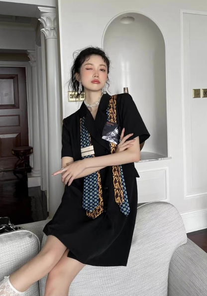 [Luxury short-sleeved suit skirt]