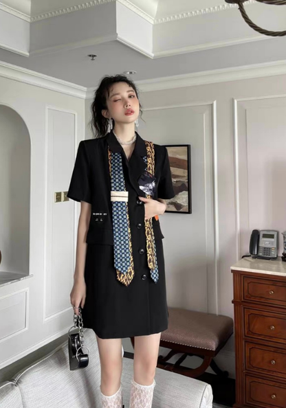 [Luxury short-sleeved suit skirt]