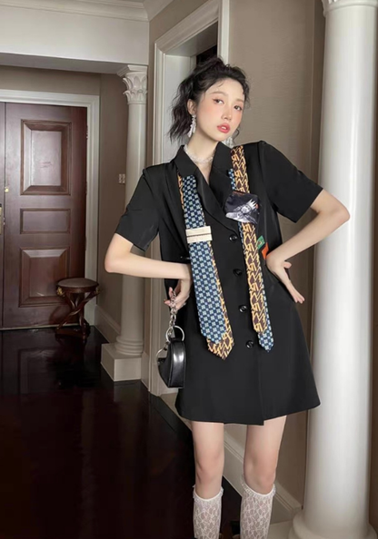 [Luxury short-sleeved suit skirt]