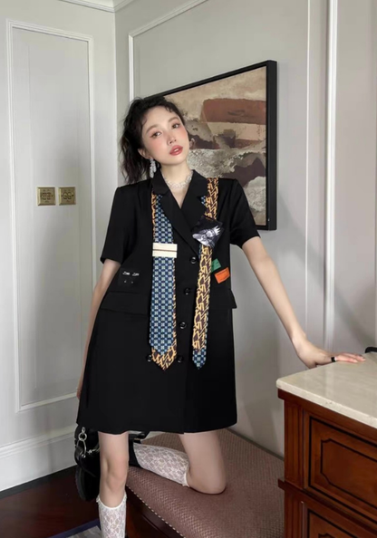 [Luxury short-sleeved suit skirt]