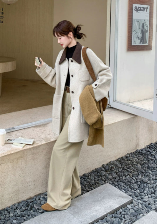 Brown collar wool coat