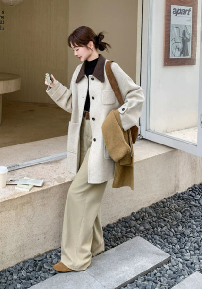 Brown collar wool coat