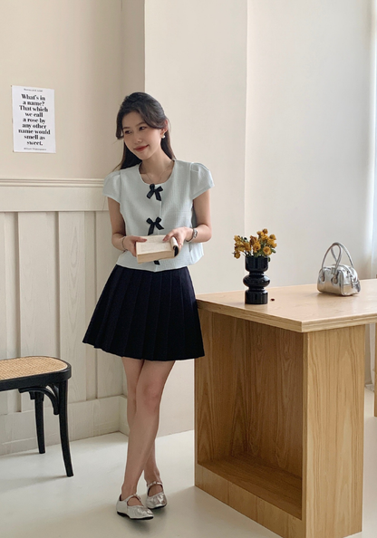 小香風蝴蝶結短款上衣