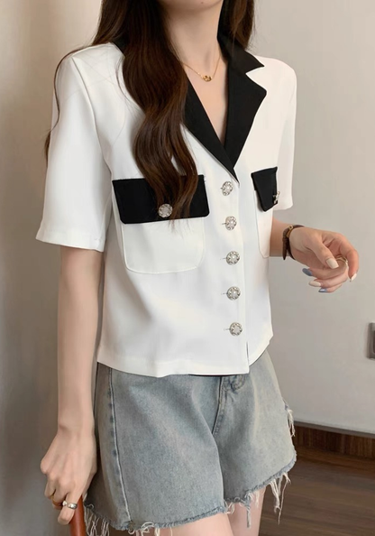 小香風短款西裝短袖