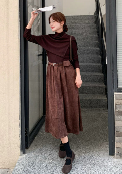 Brown shawl dress