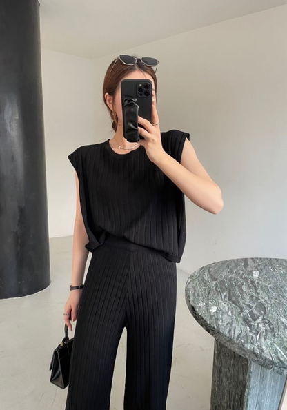 [Summer knitted sweater vest set]