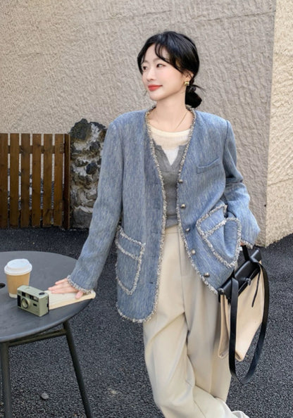 藍色小香風外套