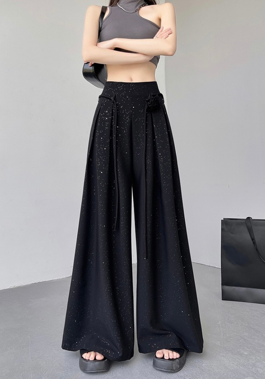 Strappy flower suit wide leg pants