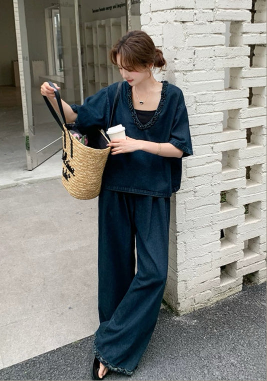深藍休閒套裝