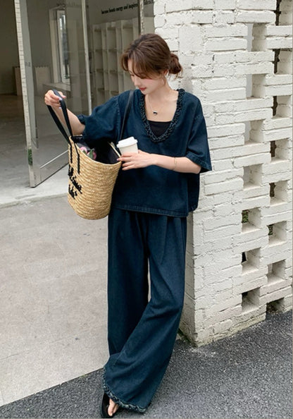深藍休閒套裝