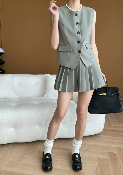 Suit vest + skirt suit
