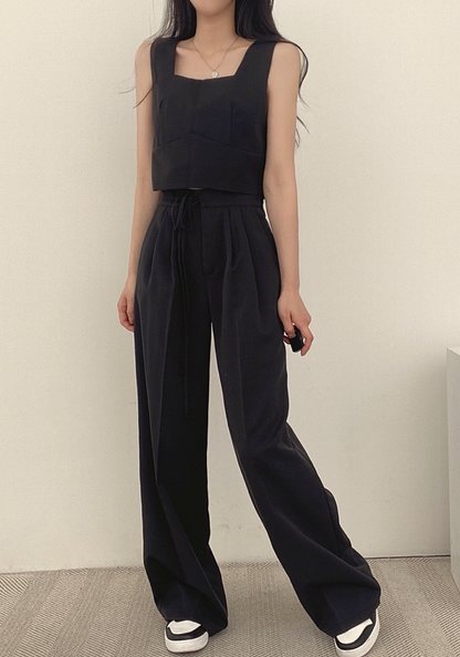 [Korean style square collar short vest suit]