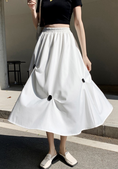 irregular pleated floral skirt
