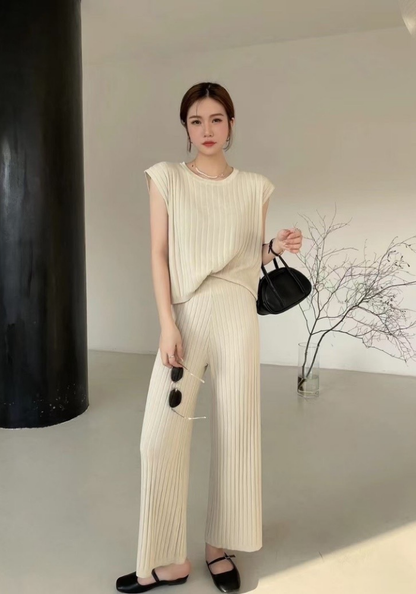 [Summer knitted sweater vest set]