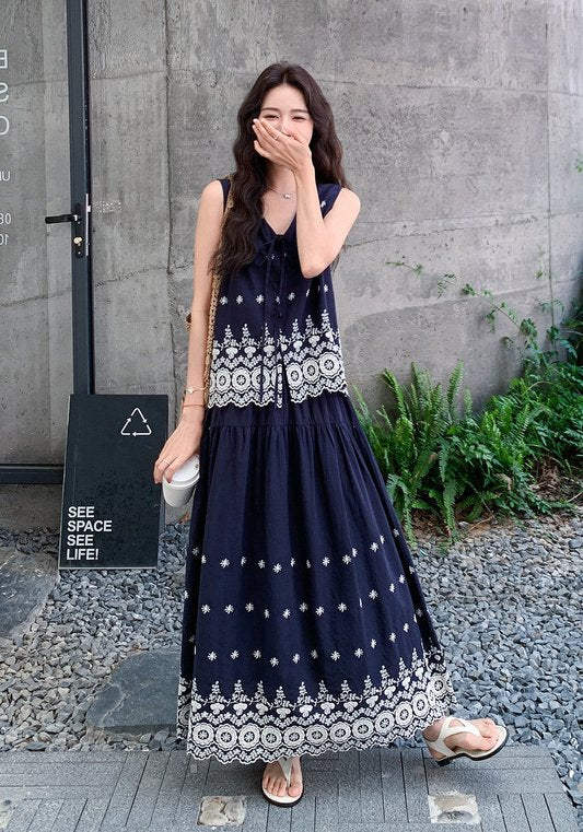 藍色刺繡套裝
