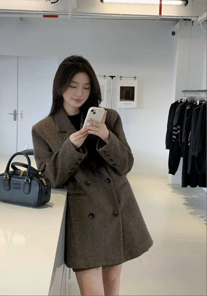 深棕羊毛西裝