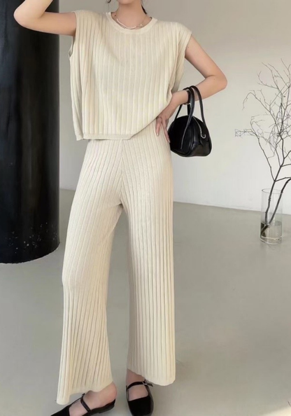 [Summer knitted sweater vest set]